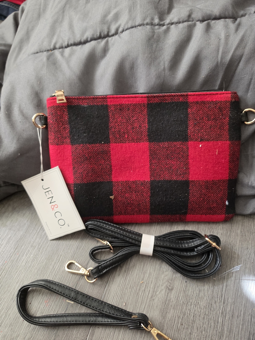 Red and Black Buffalo Plaid Crossbody Bag & Wristlet - NWT